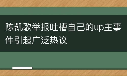 陈凯歌举报吐槽自己的up主事件引起广泛热议