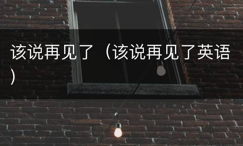该说再见了（该说再见了英语）