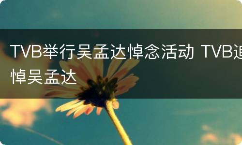 TVB举行吴孟达悼念活动 TVB追悼吴孟达