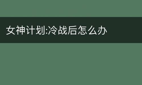 女神计划:冷战后怎么办
