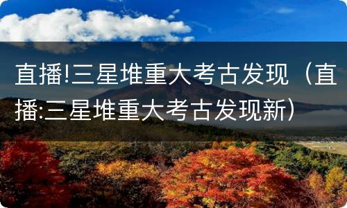 直播!三星堆重大考古发现（直播:三星堆重大考古发现新）