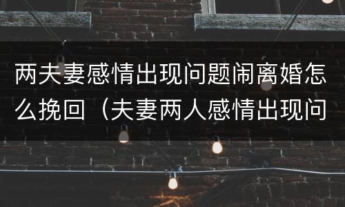 两夫妻感情出现问题闹离婚怎么挽回（夫妻两人感情出现问题时该怎么办）