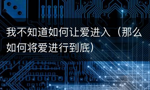 我不知道如何让爱进入（那么如何将爱进行到底）