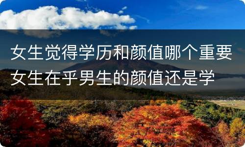 女生觉得学历和颜值哪个重要女生在乎男生的颜值还是学
