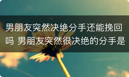 男朋友突然决绝分手还能挽回吗 男朋友突然很决绝的分手是有别人了吗