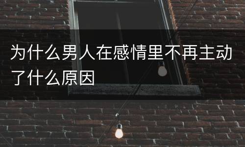 为什么男人在感情里不再主动了什么原因