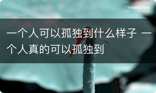 一个人可以孤独到什么样子 一个人真的可以孤独到