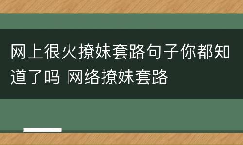 网上很火撩妹套路句子你都知道了吗 网络撩妹套路