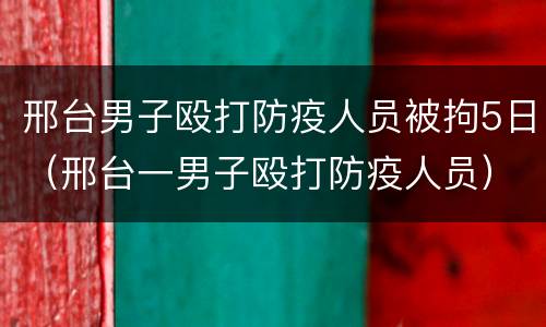 邢台男子殴打防疫人员被拘5日（邢台一男子殴打防疫人员）