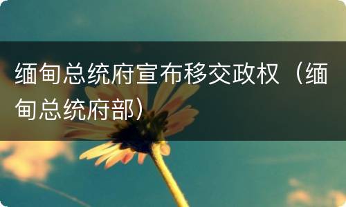 缅甸总统府宣布移交政权（缅甸总统府部）