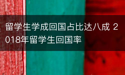 留学生学成回国占比达八成 2018年留学生回国率
