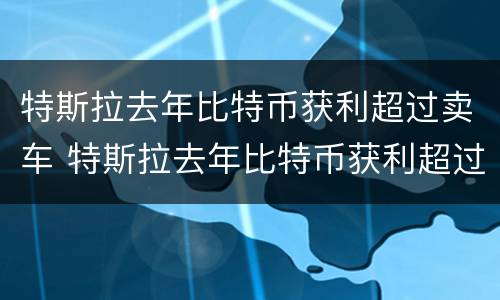 特斯拉去年比特币获利超过卖车 特斯拉去年比特币获利超过卖车多少钱