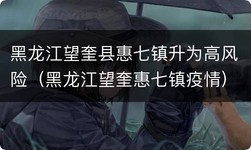 黑龙江望奎县惠七镇升为高风险（黑龙江望奎惠七镇疫情）