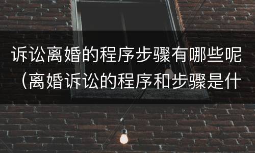 诉讼离婚的程序步骤有哪些呢（离婚诉讼的程序和步骤是什么）