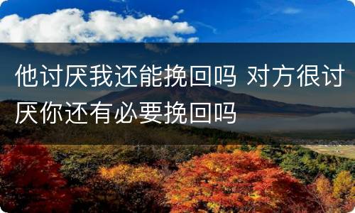 他讨厌我还能挽回吗 对方很讨厌你还有必要挽回吗