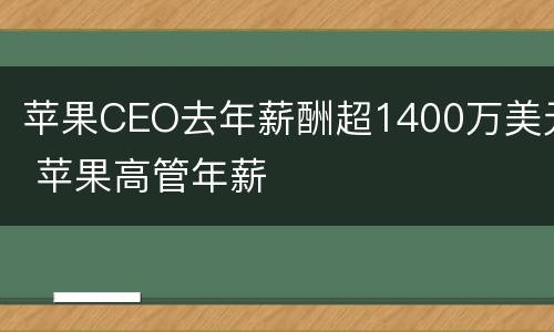 苹果CEO去年薪酬超1400万美元 苹果高管年薪