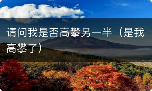 请问我是否高攀另一半（是我高攀了）