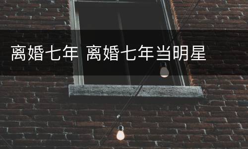 离婚七年 离婚七年当明星
