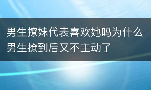 男生撩妹代表喜欢她吗为什么男生撩到后又不主动了