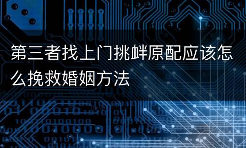第三者找上门挑衅原配应该怎么挽救婚姻方法