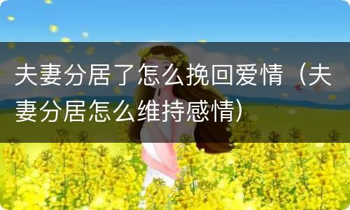 夫妻分居了怎么挽回爱情（夫妻分居怎么维持感情）