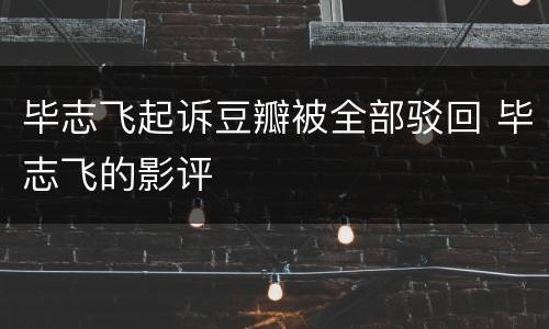 毕志飞起诉豆瓣被全部驳回 毕志飞的影评
