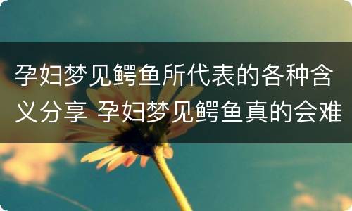 孕妇梦见鳄鱼所代表的各种含义分享 孕妇梦见鳄鱼真的会难产吗