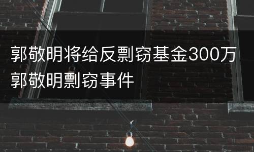 郭敬明将给反剽窃基金300万 郭敬明剽窃事件