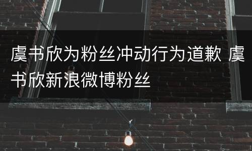 虞书欣为粉丝冲动行为道歉 虞书欣新浪微博粉丝