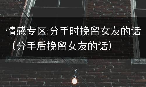 情感专区:分手时挽留女友的话（分手后挽留女友的话）