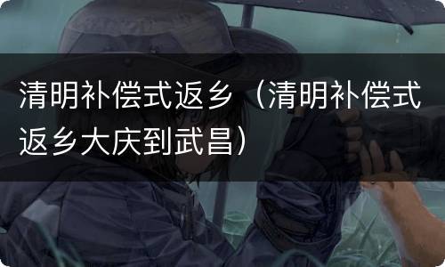 清明补偿式返乡（清明补偿式返乡大庆到武昌）