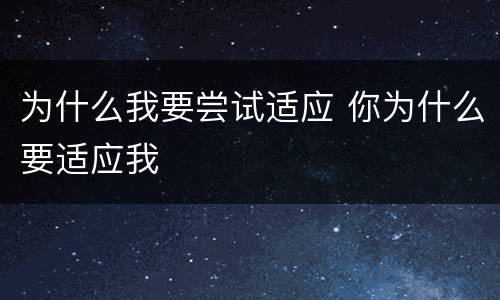 为什么我要尝试适应 你为什么要适应我