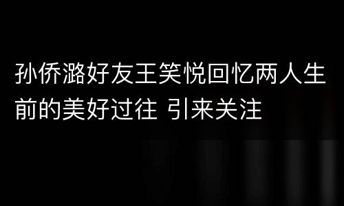 孙侨潞好友王笑悦回忆两人生前的美好过往 引来关注