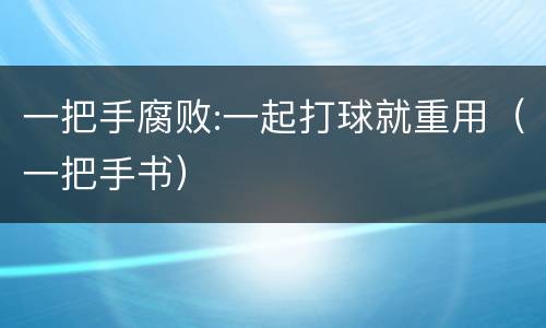 一把手腐败:一起打球就重用（一把手书）