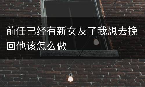 前任已经有新女友了我想去挽回他该怎么做