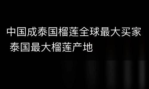 中国成泰国榴莲全球最大买家 泰国最大榴莲产地