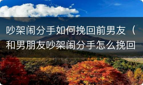 吵架闹分手如何挽回前男友（和男朋友吵架闹分手怎么挽回?）