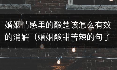 婚姻情感里的酸楚该怎么有效的消解（婚姻酸甜苦辣的句子）