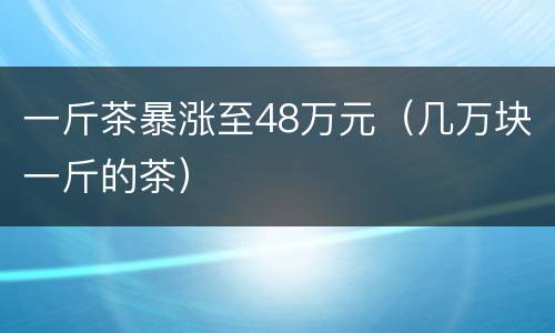 一斤茶暴涨至48万元（几万块一斤的茶）