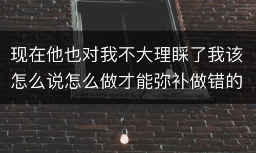 现在他也对我不大理睬了我该怎么说怎么做才能弥补做错的事
