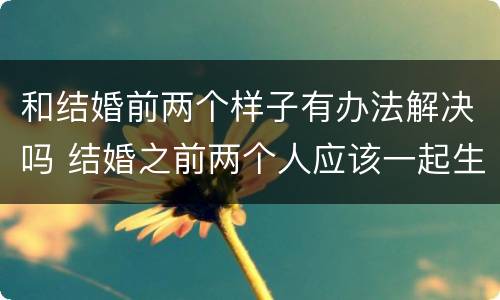 和结婚前两个样子有办法解决吗 结婚之前两个人应该一起生活吗?
