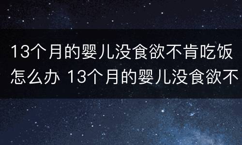 13个月的婴儿没食欲不肯吃饭怎么办 13个月的婴儿没食欲不肯吃饭怎么办呢