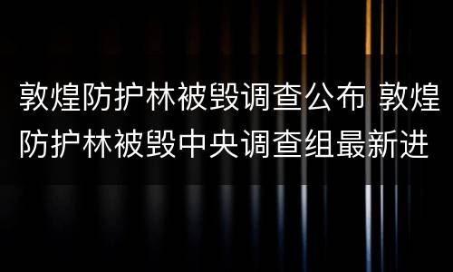 敦煌防护林被毁调查公布 敦煌防护林被毁中央调查组最新进展