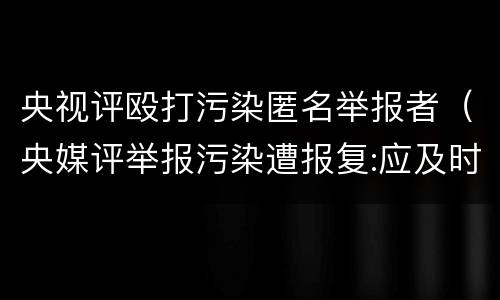 央视评殴打污染匿名举报者（央媒评举报污染遭报复:应及时调查）