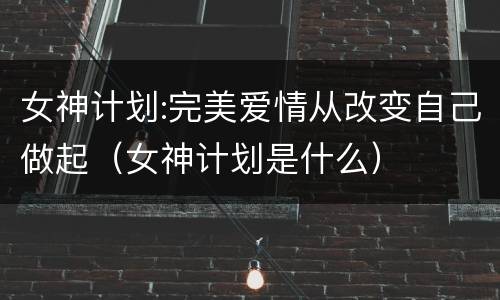 女神计划:完美爱情从改变自己做起（女神计划是什么）