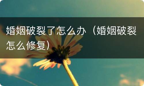婚姻破裂了怎么办（婚姻破裂怎么修复）