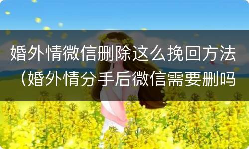 婚外情微信删除这么挽回方法（婚外情分手后微信需要删吗）