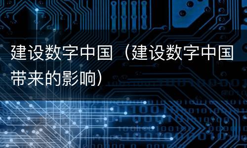 建设数字中国（建设数字中国带来的影响）