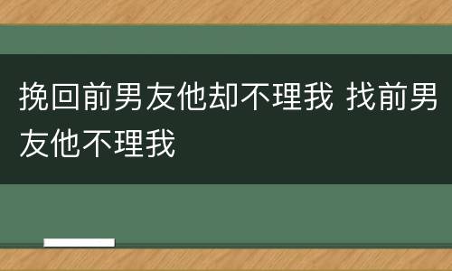 挽回前男友他却不理我 找前男友他不理我