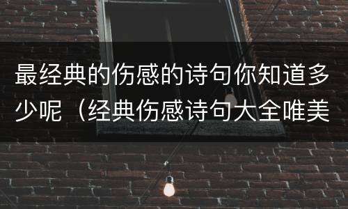 最经典的伤感的诗句你知道多少呢（经典伤感诗句大全唯美）